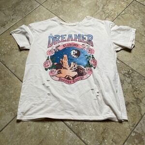 Recycled Threads Dreamer Graphic T-Shirt Distressed‎ Short Sleeve XL